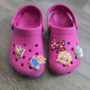 Kids Pink Clog Shoes with Decorative Charms
